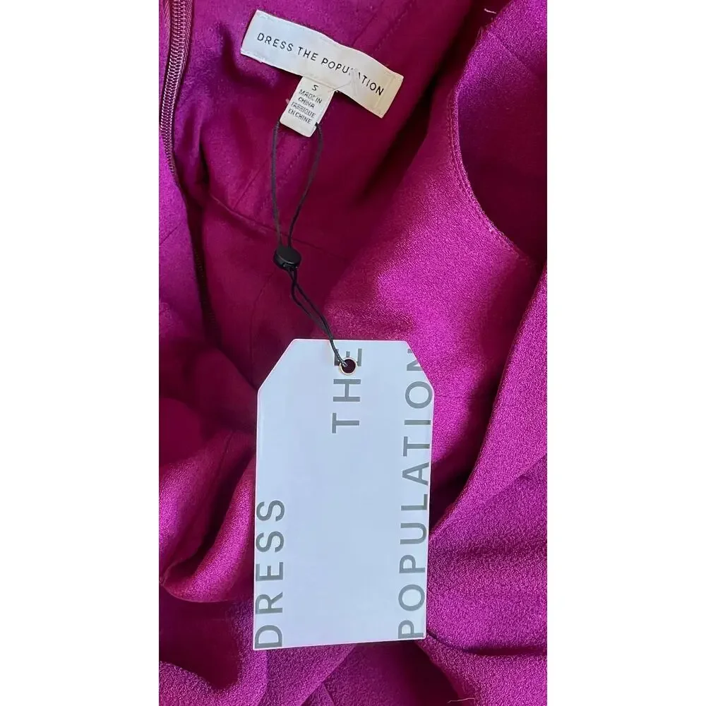 Dress the Population Open Back Midi Dress Plum Purple Size Small NEW